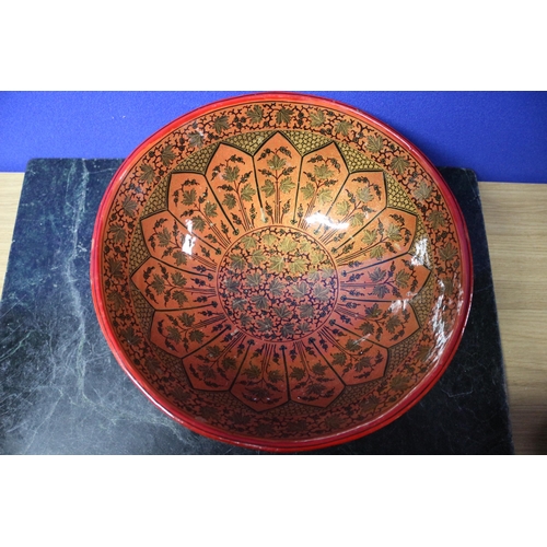 11 - Russian Paper Mache, Hand Painted Bowl, 30cm across