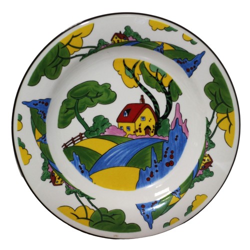 38 - Royal Garden Fine China Plates with Clarice Cliff Designs on Them, 5 of, 27cm Diameter