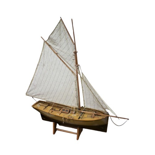 43 - Large Wooden Scale Model of a Pond Yacht on Stand, 110 x 100