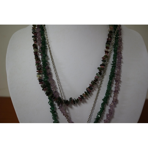 372 - Natural Stone Necklaces, Including Amethyst, Malachite etc