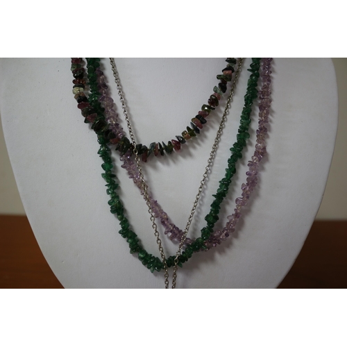 372 - Natural Stone Necklaces, Including Amethyst, Malachite etc