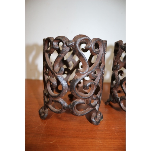 382 - Iron Candle Holders, 13cm Tall