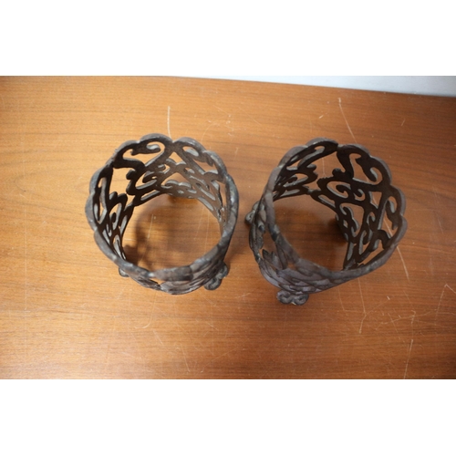 382 - Iron Candle Holders, 13cm Tall