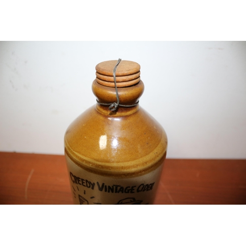 384 - Vintage Creedy Cider in Stoneware Bottle, Sealed, 18cm Tall