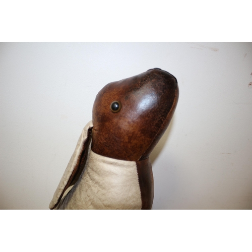 386 - Faux Leather Rabbit Door Stopper with Wrapper, 35cm Tall