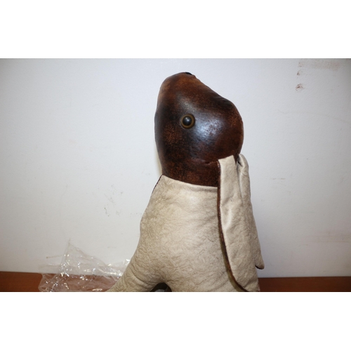 386 - Faux Leather Rabbit Door Stopper with Wrapper, 35cm Tall