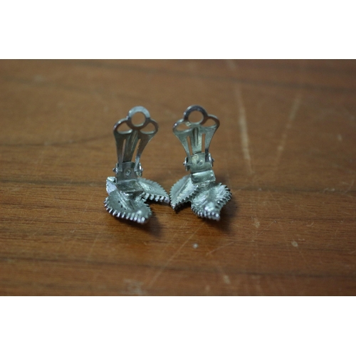 388 - White Metal Fern Style Earrings