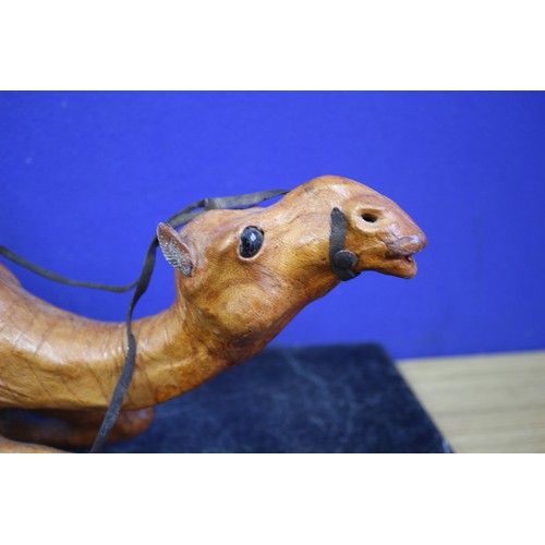 57 - Mid Century Vintage Leather Moroccan Camel, 37cm Long