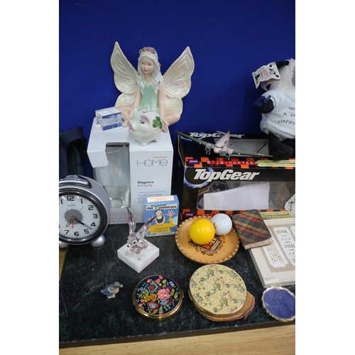 61 - Mixed Lot Including Compact Mirrors, Corgi Plane, Top Gear Helicopter