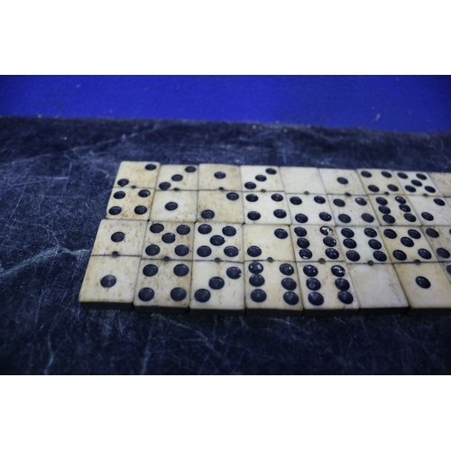 179 - Vintage Bone Dominoes with Brass Centre Pins