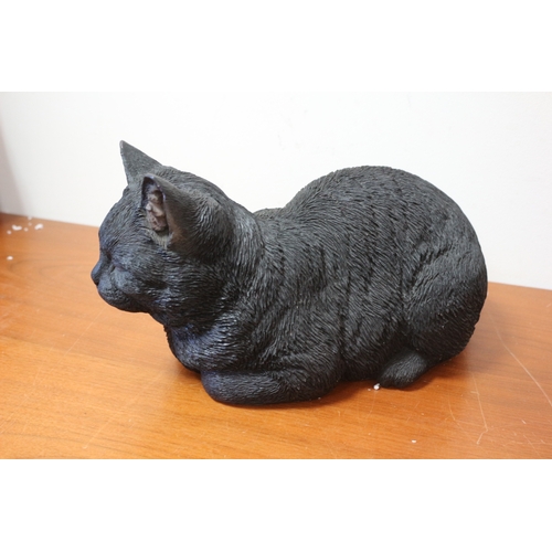 230 - Resin Large Black Cat, 34cm Long x 17cm Tall