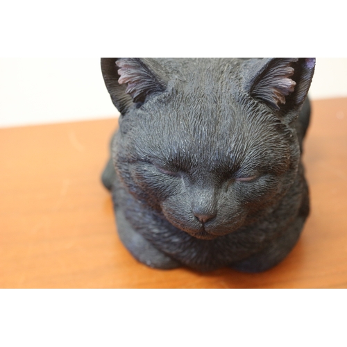 230 - Resin Large Black Cat, 34cm Long x 17cm Tall