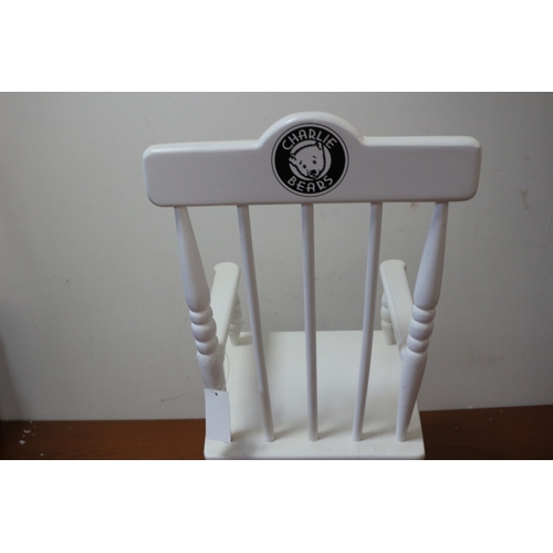 236 - Charlie Bear White Rocking Chair, New with Tag, 46cm Tall and 25cm Wide