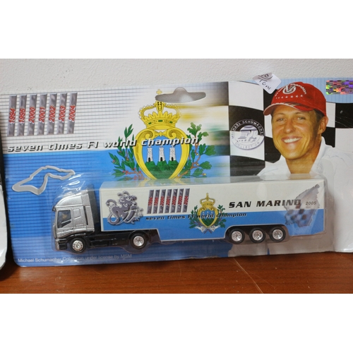 240 - MSM Michael Schumacher F1 Trucks, 1/87 Scale, San Morino/Deutschland and Two Europa Models