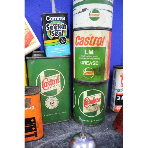 71 - Vintage Tins Including Castrol, Plus Old Dispensers