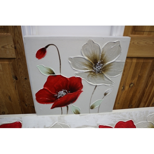 88 - 2 Poppy Canvas' Largest is 150.5cm