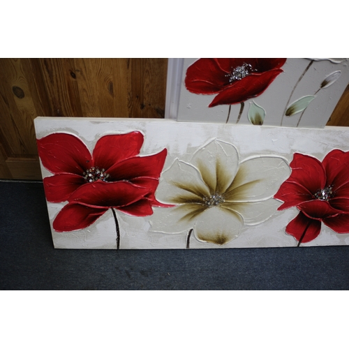 88 - 2 Poppy Canvas' Largest is 150.5cm