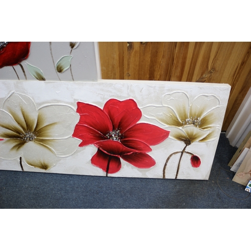 88 - 2 Poppy Canvas' Largest is 150.5cm