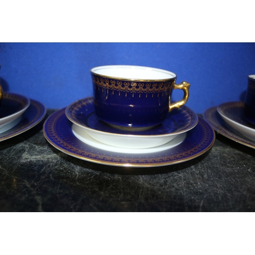 89 - 3 Romanov Cobalt Cup/Saucer/ Plate Trio