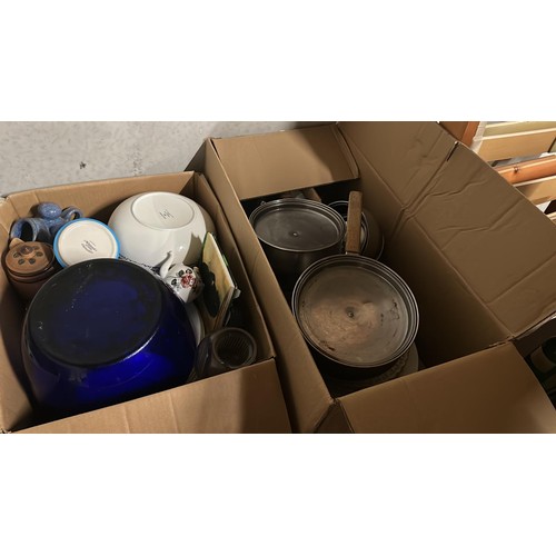 44 - 2 Boxes of Kitchenware Including Pots and Pans