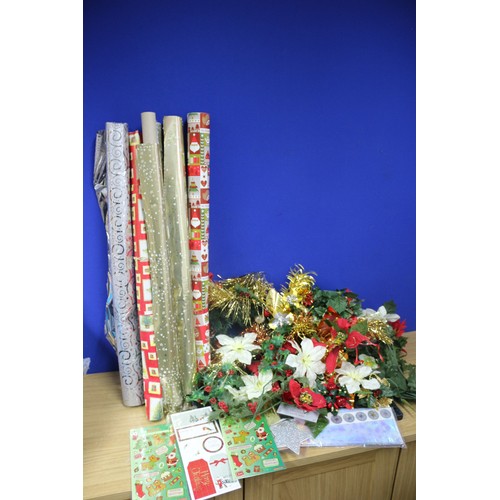 6 - Christmas Bundle Including Tinsel, Wrapping Paper etc