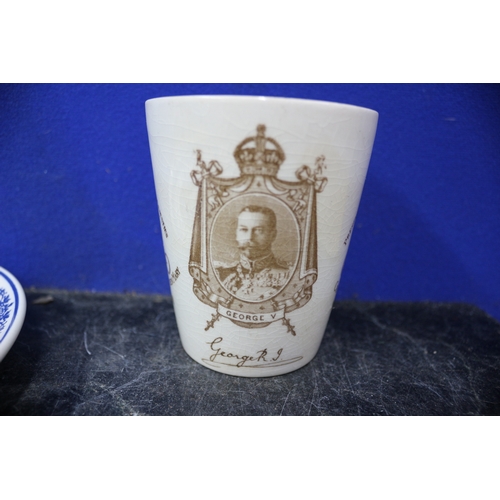 146 - Royal Doulton 1911 King George V and Queen Mary Commemorative Tumbler and Wedgwood Plate