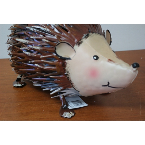 187 - Tin Plate 'Hedgehog', New with Tags, 36cm Long x 20cm Tall