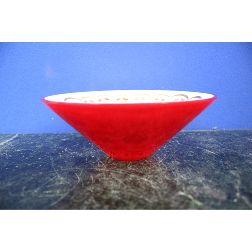 415 - Dilek GDI, Hand Painted Red Glass Bowl, 18cm