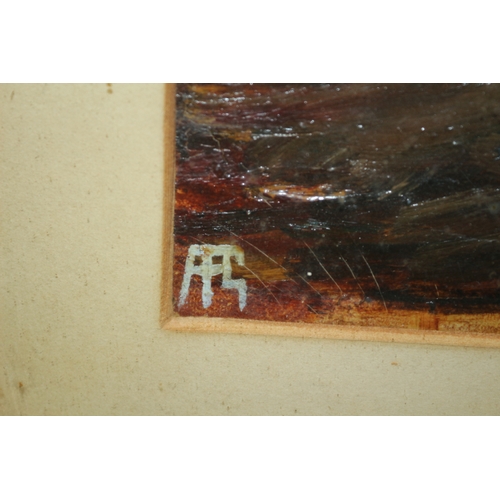 34 - Signed Oil on Board Horse Plough Print, Carved Wood Block and Table A/F