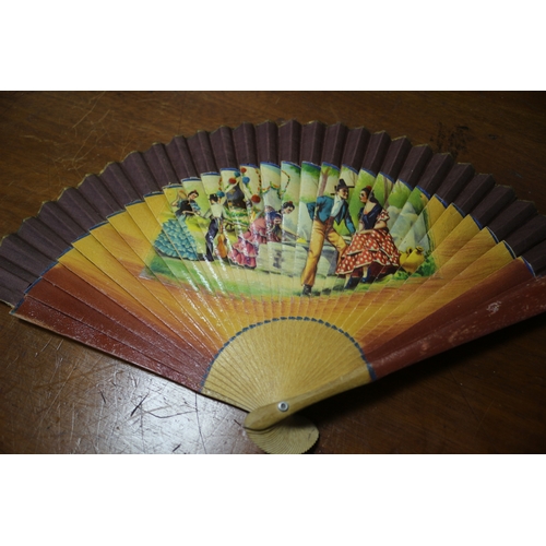 4 - 3 Vintage Fans, 2 are Hand Painted, 1 AF