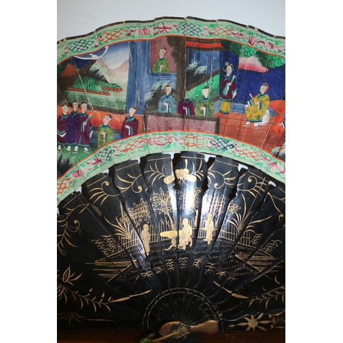 4 - 3 Vintage Fans, 2 are Hand Painted, 1 AF