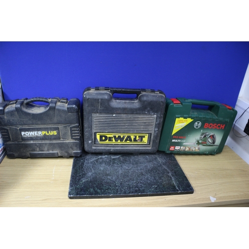 9 - Power Plus Electric Screwdriver , Dewalt Drill and Bosch PFZ 500E Multisaw