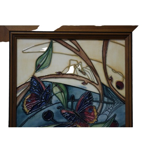 180 - Moorcroft 'Flowers & Insects' Plaque, Large, 2002, Marks to the back, Emma Bossons, 52cm High x 31cm... 