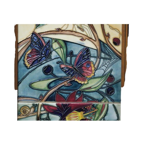 180 - Moorcroft 'Flowers & Insects' Plaque, Large, 2002, Marks to the back, Emma Bossons, 52cm High x 31cm... 