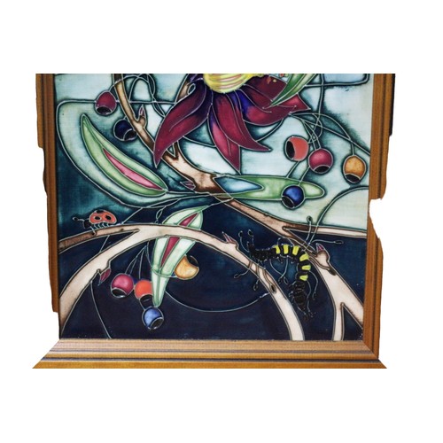 180 - Moorcroft 'Flowers & Insects' Plaque, Large, 2002, Marks to the back, Emma Bossons, 52cm High x 31cm... 