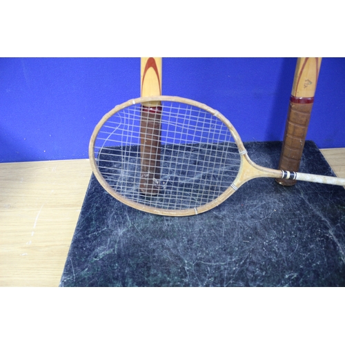 117 - 2 Dunlop Aged Tennis Rackets & 1 Other