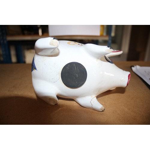 519 - 2 Hand Pointed Pig Money Boxes AF