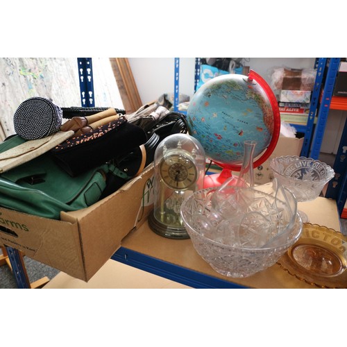 524 - Mixed Lot Including Glass, Globe, clock and Bags