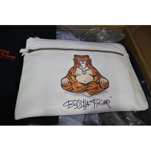 41 - LARGE BOX OF QL LONDON BUDDHA TIGER BAGS