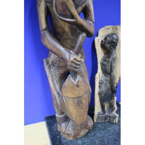 6 - 2 Large Wooden Carvings, Tallest is 84cm