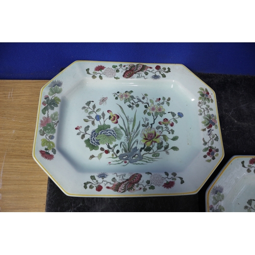 9 - 2 Adams Calyx Ware Plates and Bowl, Ming Jade Colour