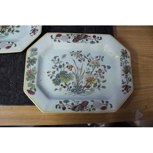 9 - 2 Adams Calyx Ware Plates and Bowl, Ming Jade Colour