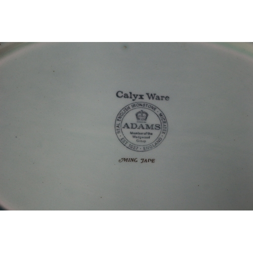 9 - 2 Adams Calyx Ware Plates and Bowl, Ming Jade Colour