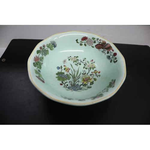 9 - 2 Adams Calyx Ware Plates and Bowl, Ming Jade Colour