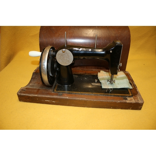 15 - Vintage Keynote Foreign Sewing Machine in Wood Case