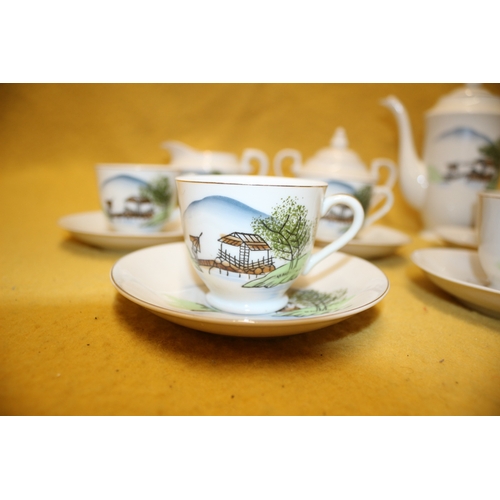 29 - 1960/70's Japanese Tea Set with Ornate Pattern and Geisha Head on the Underside - Imoto HHP