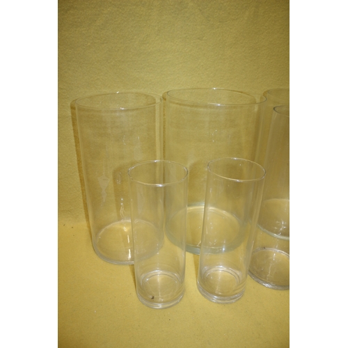 33 - 6 x Large Glass Vases, Tallest 40cm