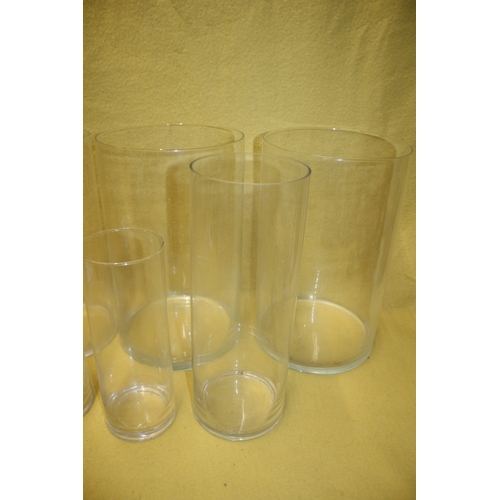 33 - 6 x Large Glass Vases, Tallest 40cm