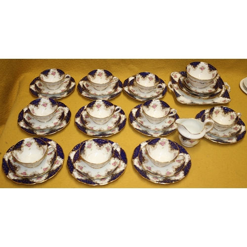 34 - 22 Pieces of Queen Anne 'Caprice' China Tea Cups with Sandwich Plates, Server Dish and 2 Bowls plus ... 