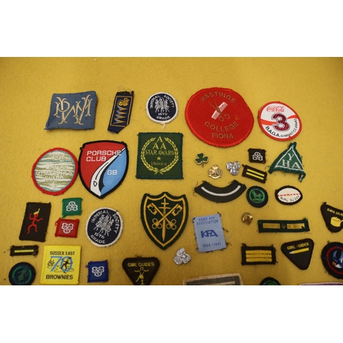 4 - Selection of Vintage Sew on Badges, including Girl Guides, Brownies, Porsche and Others